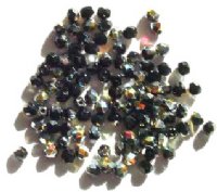 100 4mm Faceted Black Vitrail Firepolish Beads